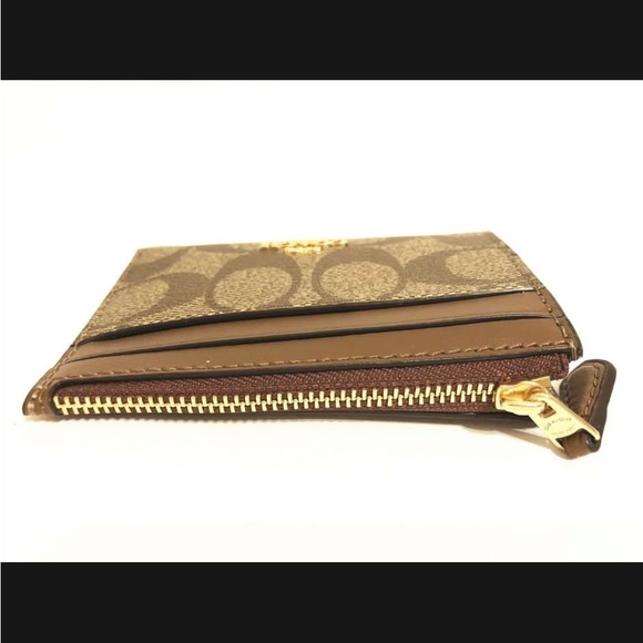 Coach Signature Mini Skinny ID Card Case Key Chain Wallet - Picture 13 of 16